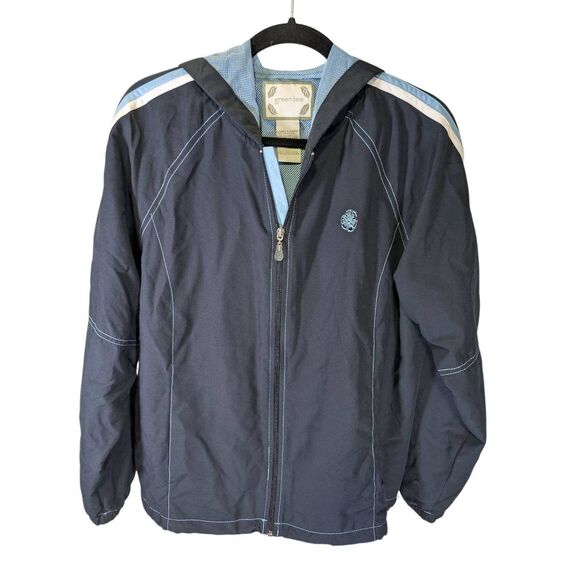 Green Tea Navy Blue Full-zip Hooded Windbreaker and Jogger Set Women's Size XL - Picture 1 of 11